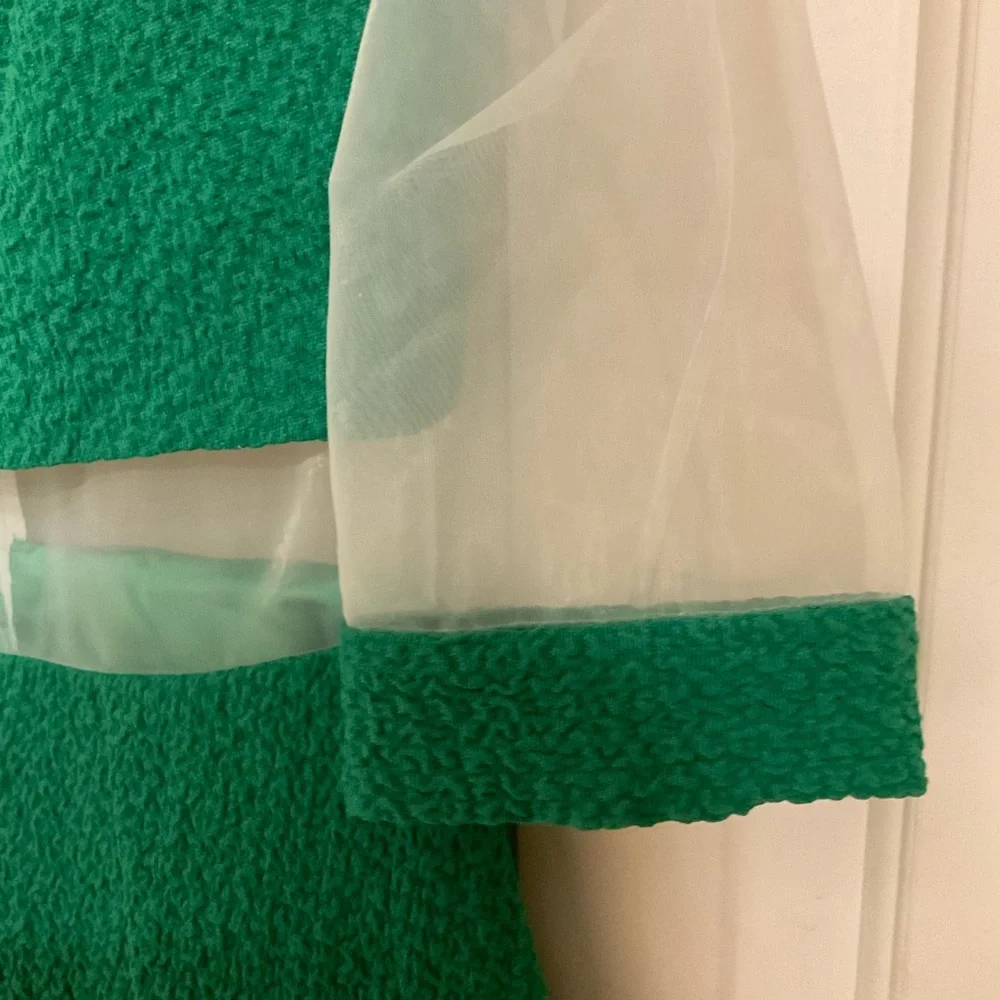 St Patrick Day Dress - Most Adorable Ever!  Green and White Sheer Fabric, Size 4 - Picture 5 of 15